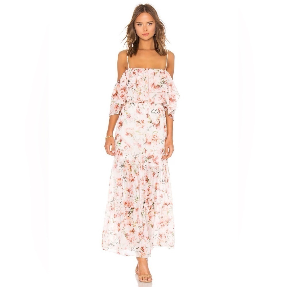 BB Dakota RSVP Tae Vanilla Floral Tiered Maxi Dress, Size S